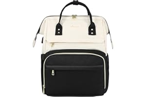 LOVEVOOK Zaino Donna Zaino per PC Portatile 17 Pollici, Zaino Porta PC Impermeabile, Beige e Nero