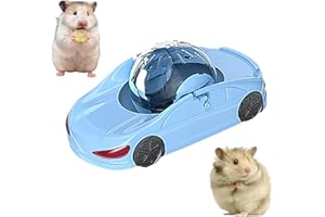 YELKOEYN Hamster Ball Sports Car - Funny Exercise Wheels with Detachable Transparent Breathable Ball, 3 Play Modes, Hamster Running Ball in Car Suitable for 5-8cm Young Gerbil Dwarf Small Pet (Blue)