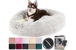 MCPTSN Panier Chien Dehoussable, Coussin Anti Stress Chien, Lit Apaisant Comfy pour Chien, Puppy Love Amovible et Lavable, Confortable et Doux (XL:80cm, Gris)