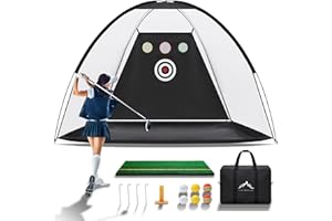 Himal Outdoors Golf Practice Net with Mat, 10x7FT Heavy Duty Golf Hitting Net for Backyard Driving Training, Quick Setup with Carry Bag Ideal Gifts for Men