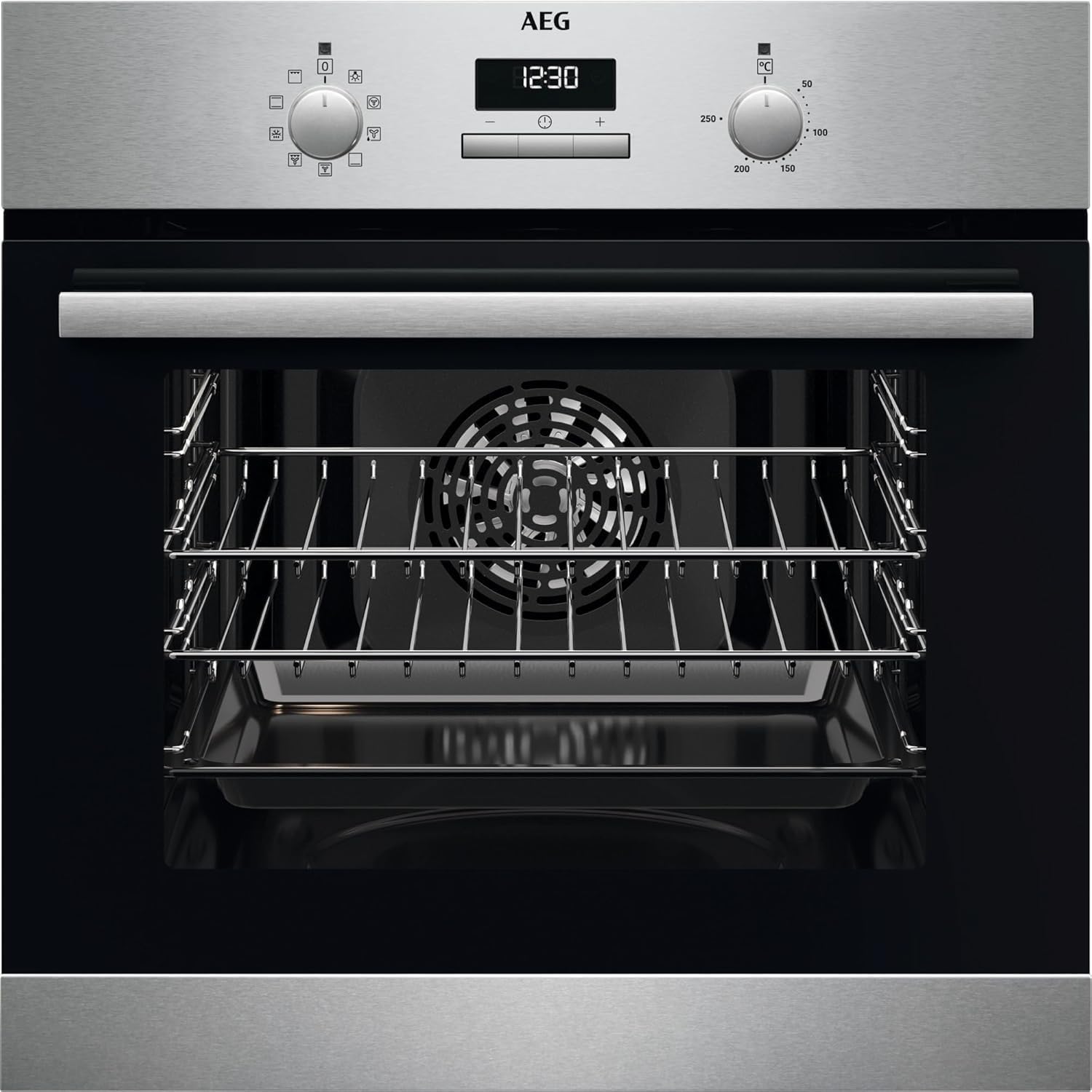 AEG 6000 Series SurroundCook Built In Oven, BSX23101XM, 65L, Aqua Clean, LED Display, Multilevel Cooking, Stainless Steel, Anti-fingerprint, Grill,Defrost, Moist Fan Baking, A