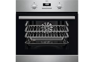 AEG 6000 Series SurroundCook Built In Oven, BSX23101XM, 65L, Aqua Clean, LED Display, Multilevel Cooking, Stainless Steel, Anti-fingerprint, Grill,Defrost, Moist Fan Baking, Class A
