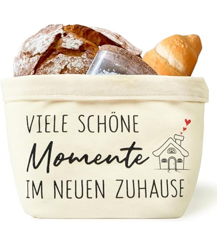 PaiTaiChan Einweihungsgeschenk – Brotkorb Mit Aufdruck 'Viele Schöne Momente IM NEUEN ZUHAUSE' (38x22x16 Cm)