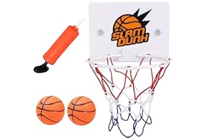 APOMOONS Mini Basketball Hoop for Bedroom with 2 Ball, Indoor 16.2 x 12 cm Basketball Hoop Wall Mounted Set Includes Sucker Small Basketballs and Pump, Office Sport Games