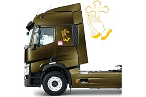 DualColorStampe Pegatinas compatibles con Scania Iveco Man Daf Volvo tir furgoneta crucifijo Madonna decoración camión accesorios coche stickers COD.0226 (amarillo)