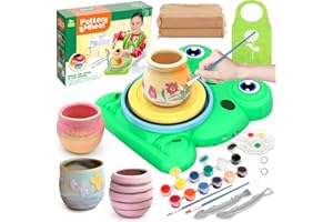 MIERYD Kit Poterie Enfant 6 7 8 9 10 Ans, Jouet Tour de Potier Électrique, Ceramique Outil avec Argile Autodurcissante Pottery Clay Bricolage Activité Manuelle Jeu Atelier Loisir Créatif Cadeau Fille/Garçon