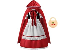 ReliBeauty Rosso Costume Bambina Vestito con Mantello Cesto