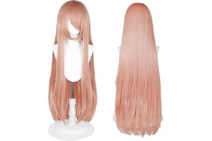 UTIEHD Perruque Longue 100 cm, Cosplay Anime Universel, Parfaite pour Fêtes, Usage Quotidien, Festivals, Halloween (Or rosé)
