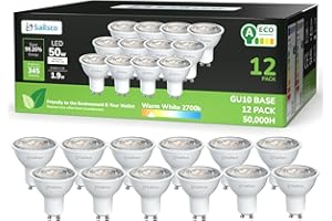 sailsco Classe A Ampoule GU10 LED Blanc Chaud Spot,1.9W équivalent 50W,345LM 2700K Ampoule LED GU10 Blanc Chaud,36° Angle Du Faisceau,Non-Dimmable,Lot de 12