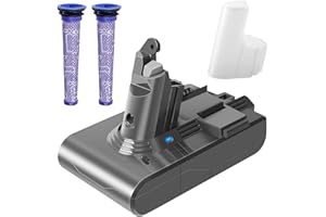 Waitley 6000mAh Replacement Battery for Dyson V6 Battery Compatible with Dyson DC58 DC59 DC61 DC62 DC72 DC74 Animal SV03 SV04 SV05 SV06 SV06 SV09 Vacuum Cleaner(2 filters +1 battery protection cap)