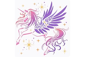 ‎FINGERINSPIRE FINGERINSPIRE Einhorn Schablone 30x30cm Wiederverwendbare Einhorn Pegasus Zeichenschablone Einhorn Und Sternmuster Bastelschablone Traumthema Schablone Zum Malen An Der Wand, Holz, Stoff Und Möbel