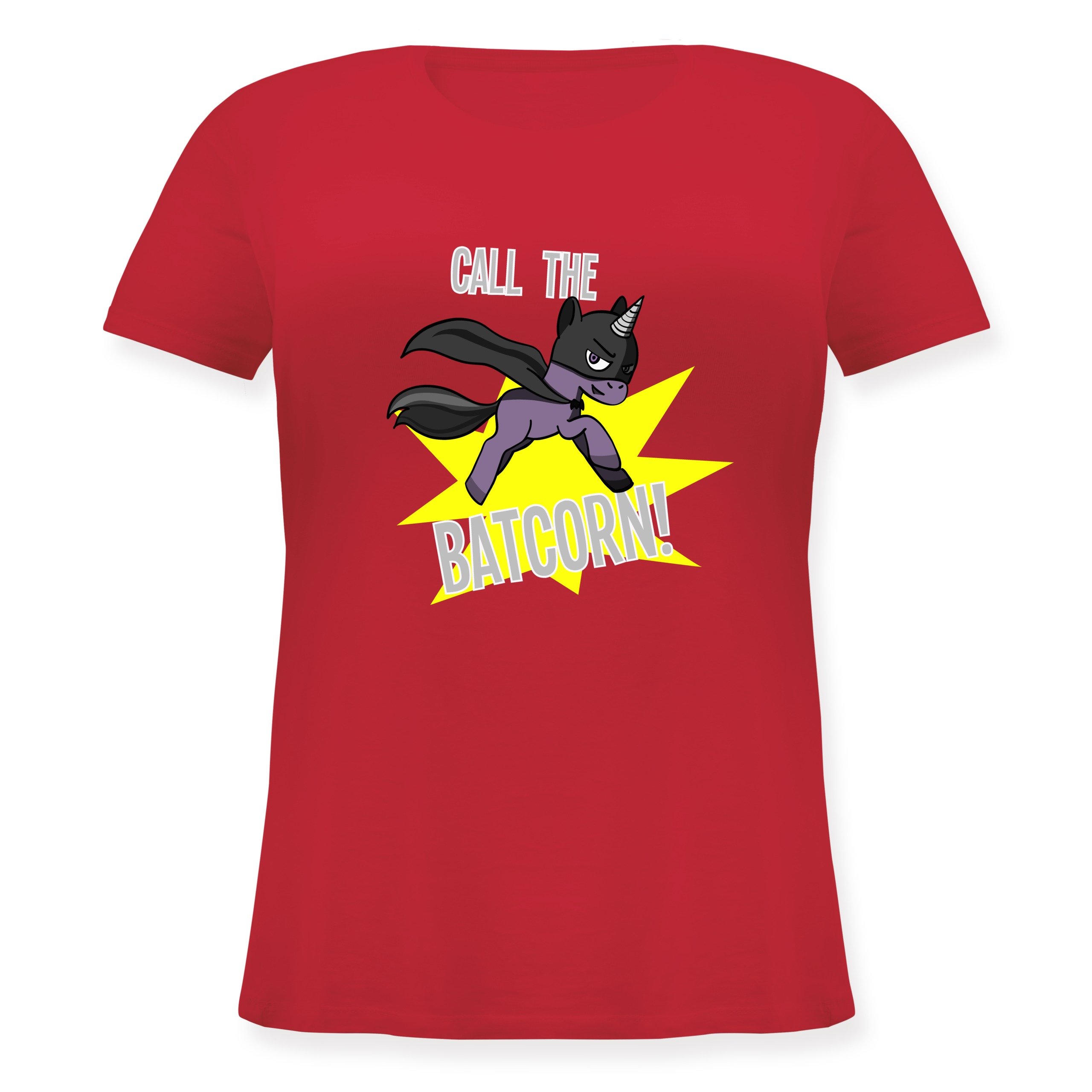 Einhrner-Call-The-Batcorn-S-44-Rot-JHK601-Lockeres-Damen-Shirt-in-groen-Gren-mit-Rundhalsausschnitt