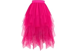 Hanpceirs Damen Tüll Röcke High Low Layered Puffy Fee Röcke A-Linie Midi Rock Unregelmäßiger Tutu Rock