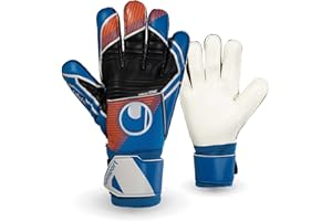 ‎UHLSPORT uhlsport Fußball Torwarthandschuhe für Kinder und Erwachsene, Soft Pro - atmungsaktive Fussball Torhüter-Handschuhe mit Handgelenkfixierung und herausragendem Grip, blau/orange/weiß, Größe 5-11