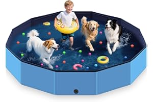 HaoVrisn Piscina per Cani Grandi, 160x30CM Piscina Bambini e Animali Domestici, Antiscivolo e PVC Ispessito, Piscina Cani con Toppe e Valvola di Scarico (160 * 30cm)
