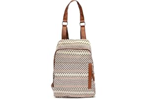 MISAKO Novazig sac à dos antivol à imprimé jacquard - Sac à dos antivol pour femme - Petit sac à dos décontracté et spacieux Novazig Camel 36 X 26 X 9 cm