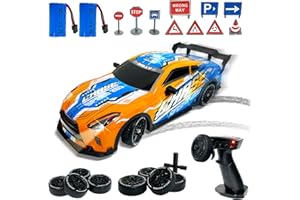HILKKET Zdalnie sterowany samochód Drift, 1:14 RC Drift Car, 25 km/h pojazd wyścigowy z dużą prędkością, drift samochody RC, 2,4 Ghz sterowany radiowo terenowy ze światłami LED, migawki, zabawka dla dzieci