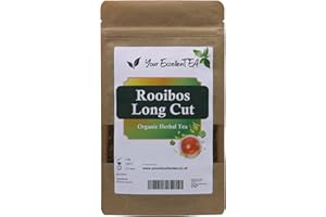 YOUR EXCELLENTEA Rooibos Long Cut Organic Loose Leaf Tea (100g) Sweet Smooth Deep Rich Aromatic Premium Satisfying Caffeine Free Full-Flavoured Low in Tannins, Closed in Resealable Pouch for Long Lasting Freshness