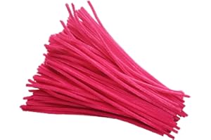 Carykon 100 PCS Fuzzy Chenille Stems Pipe Cleaners for Arts and Crafts (Hot Pink)