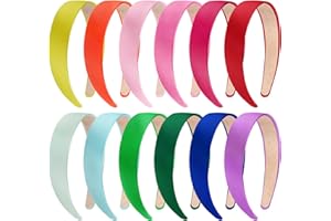 SIQUK 12 Pièces Bandeaux en Satin Serre-Tête Satin Bandeau Cheveux Antidérapants Bandeaux Serre-Tête Bandeau en Satin Coloré pour Femmes et Filles, 12 Couleurs