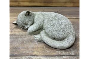 YIKKI STONE GARDEN LYING SLEEPING CAT KITTEN ORNAMENT MEMORIAL STATUE ORNAMENT