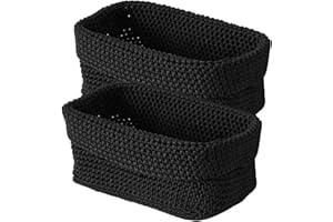 Nexum 2stk Aufbewahrungskorb Bad Häkelkorb 21x15.5x13cm Schwarz Korb für Gästehandtücher Körbchen Aufbewahrung für Küche, Bad, Regale, Brot, Kosmetik Organizer Box (Schwarz-S)
