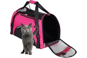 SIQITECH Hundetasche Netzgewebe Atmungsaktiv Katzentransportbox Faltbar Hundetragetasche Waschbar Matte Kleintiertasche Einstellbar Schultergurt Katzentasche Abnehmbar Transporttasche Hunde Katzen Welpen