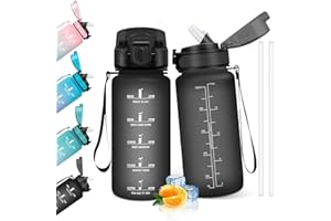 HoneyHolly Borraccia 500Ml, Senza BPA & A Prova di Perdita, Borracce con Cannuccia, Reutilizables, Borraccia Scuola Elementare, Water Bottle per Scuola, Palestra, Ufficio, Running