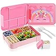 JYPS Lunch Box Kids, 1330ml Bento Lunchbox with 6 Compartments, Leakproof Pack Bento Box with Salad Dressing Containers&Cutlery for Toddler/Girls/Adults, BPA-Free, for School/Kindergarten/Work