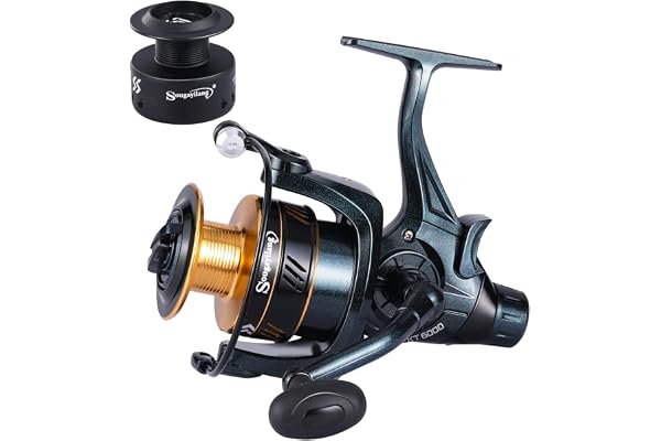 Sougayilang Moulinets de pêche à la carpe, moulinet de pêche à la carpe, moulinets rotatifs de 13 + 1 BB, moulinets d'appât, moulinet de pêche doux et puissant, moulinet de carpe avec bobine de fil de