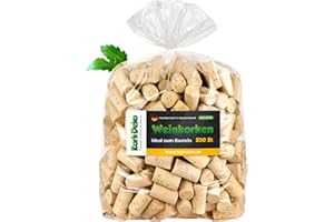 KORK-DEKO 250 unidades de corchos de vino nuevo para manualidades, decoración y pasatiempos/tapones de botella de corcho natural/corchos de vino/corcho