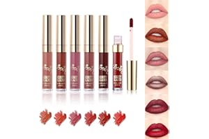 BEAUTY GLAZED Juego de 6 brillos de labios mate, aterciopelado, sedoso, natural, impermeable, duradero, antiadherente, hidratante, maquillaje, duradero, líquido, cosmético (#01)