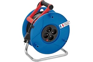 Brennenstuhl Enrouleur de câble Standard S 50m (Cablepilot), Fabrication Française Bleu