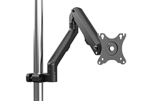 WORLDLIFT Supporto per monitor a braccio regolabile in altezza con montaggio a palo per schermi da 17"-27", molla meccanica, compatibile con VESA 75x75 e 100x100 - Capacità di carico fino a 7kg
