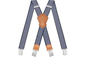 Dresime Tirantes Hombre para pantalones con 4 clips Extra Fuerte Metalicos X Forma Ancho 4 cm Tirantes Elásticas Longitud Adjustable Para Hombre y Mujer