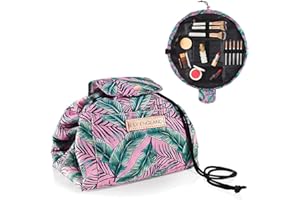 Trousse à Maquillage à Ouverture à Plat – Trousse Cosmétique/Trousse de Toilette avec Cordon de Serrage – Pochette Maquillage de Voyage avec Isolation Thermique, par Lily England, Imprimé Tropical