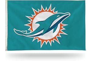 Rico Industries NFL Miami Dolphins 3-Foot by 5-Foot Single Sided Banner Flag with Grommets