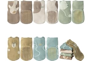 outfit spring Calcetines Antideslizantes Bebé, Calcetines Invierno Otoño Niña Niño, Pequeños Calcetines Algodón con Agarre, Unisex Recién Nacido Animales Deportivos Calcetines Conjunto 0-5 Años