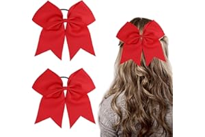 WLLHYF 20 cm duża kokarda cheerleaderka Halloween kokarda do włosów klips do włosów kucyk uchwyt elastyczna opaska ręcznie robiona dla cheerleaderek nastolatek college sport biała cheerleaderka