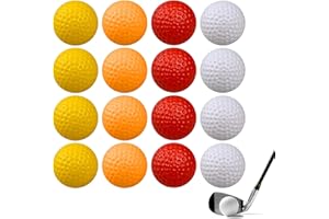 couduan 16Pcs Golf Practice Balls, Plastic Foam Golf Ball, Soft Golf Training Balls, Spone Dimpled Exercise for Pro Golfs Swing Training Aids Home Office Indoor Outdoor Backyard (4 Popular Color)
