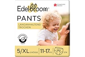 Edelbloom Premium 44 Size 5 (11-17 kg), Ultra Absorbent & Breathable, Hypoallergenic, Extra Soft & Gentle for Babies, Dermatologically Tested, Safe Leak Protection, Day & Night