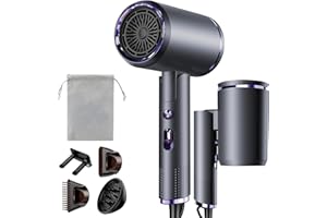 Vbrisi Föhn,Fön,2400W Klappbar Ionen Haartrockner, Schnelltrocknen Hair Dryer, Profi Reisefön mit Heiß-/Kalttaste, 3 Heiz,AC Motor Salon Haarföhn mit Diffusor & Aufbewahrungstasche (Einfarbig Grau)