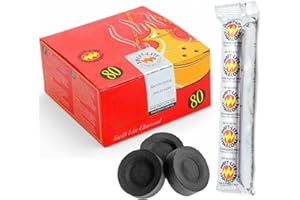 Hithika Shisha Hookah Charcoal Intense Shish Bahkoor Instant Light Premium Quick Lighting ((1 Box (80 Dishes)))