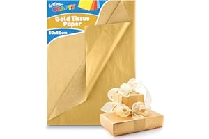 SOL 20pk Gold Tissue Paper for Wrapping Gifts - 50x50cm Sheets - Perfect for Presents, Gift Bags and Hampers - Lustrous, Elegant, Great for Crafting, Party, Weddings, Anniversary, Christmas Events DIY