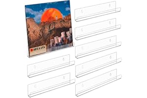 CYEER 8 PCS Vinyl Wall Mount 12 Inch, Clear Vinyl Record Storage, Acrylic Shelves Record Stand Display Storage Wall Mounted, 30.5x4.3x4.3cm