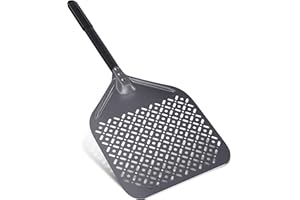 NUTUNI Łopata do pizzy, 30 x 39 cm Łopata do pizzy z twardego anodowanego aluminium z dobrym uchwytem, Fored Pizza Skrobak do pizzy, chleba, domowe tarty, całkowita długość 72 cm