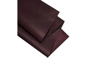 KGS Real Leather Sheets | Full Grain Tooling Leather | 1.3-1.5mm Thick | Cowhide Leather Sheet for Leathercrafts, Repairing and Home Decor by Kozmo (Aubergine, 12" X 24")