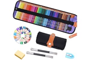 TOPSEAS Crayons De Couleur Professionnel, 50 pièces Crayons de Dessin Croquis Art Set, materiel de dessin et personnalisé Grande trousse, Ideal pour Enfants, Adultes et Artistes