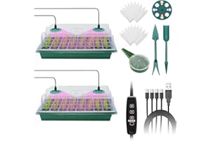 ‎MYMULIKE 2 Stück 80 Zellen Seed Starter Tray Mini Gewächshaus Anzucht Set mit Timing-Controller einstellbare Helligkeit, Zimmergewächshaus Anzuchtkasten mit Pflanzenlampe für Pflanzenwachstum