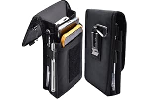 Prebene Dual Phone Holster, Gürtel Phone Pouch, Large Smartphone Pouch Handyhalter, Taktische Gürteltasche, Handyhalter für Arbeit, Geschenke für Männer, Wandern, Camping, Grillen (Schwarz, XL)